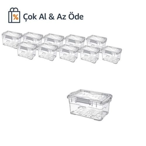 Plastik Numune Saklama Kabı 750ml - Kilit Kapaklı Kutu 10Ad/Paket Çok AL & Az Öde