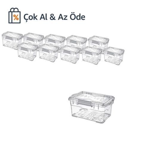 Plastik Numune Saklama Kabı 1 Lt - Kilit Kapaklı Kutu 10Ad/Paket Çok AL & Az Öde