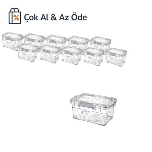 Plastik Numune Saklama Kabı 13 Lt - Kilit Kapaklı Kutu 10Ad/Paket Çok AL & Az Öde