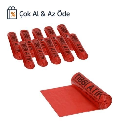 Tıbbi Atık Çöp Torbası - 80x110 cm - 10 Ad/Rulo  (10Rulo)- Atık Poşeti Çok AL & Az Öde