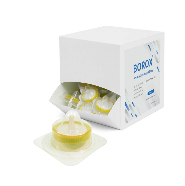 Naylon Şırınga Filtre - Steril 0.22µm - Nylon Syringe Filter - Sarı - 50 Adet