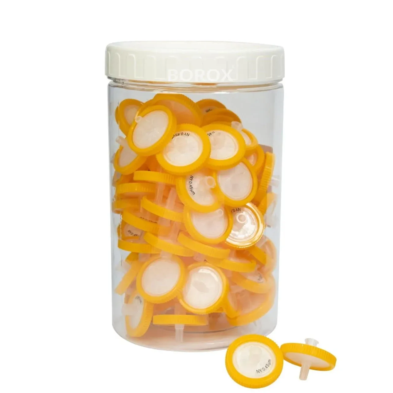 Naylon Şırınga Filtre - Non Steril 0.45µm - Nylon Syringe Filter - Turuncu - 100 Adet