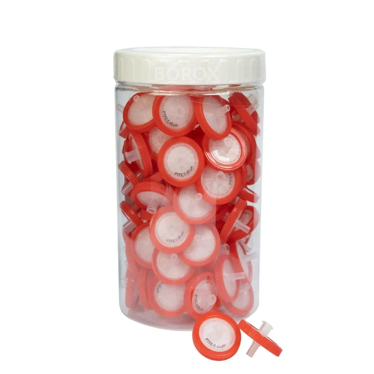 PTFE Hidrofobik Şırınga Filtre - Non Steril 0.45µm - Kırmızı - 100 Adet