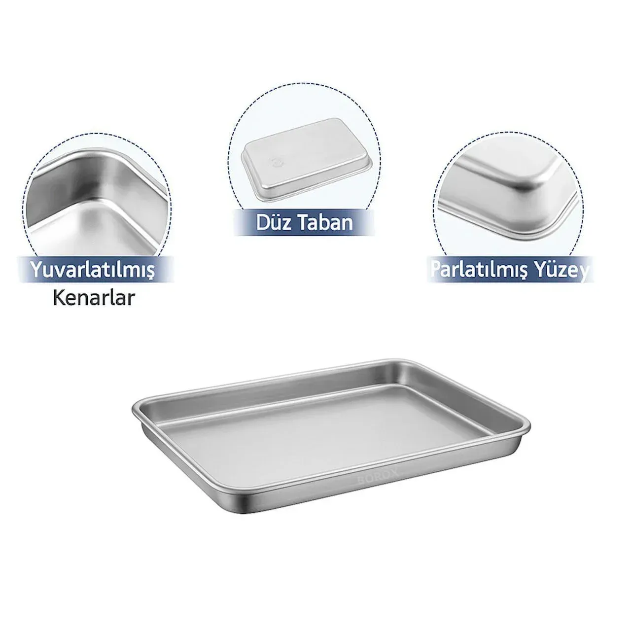 Paslanmaz Çelik Laboratuvar Tepsisi 7L - Numune Taşıma Tepsisi - Numune Kabı - Tray