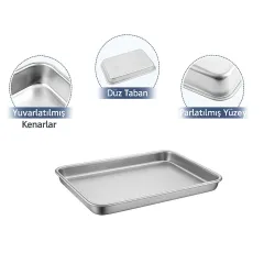 Paslanmaz Çelik Laboratuvar Tepsisi 7L - Numune Taşıma Tepsisi - Numune Kabı - Tray