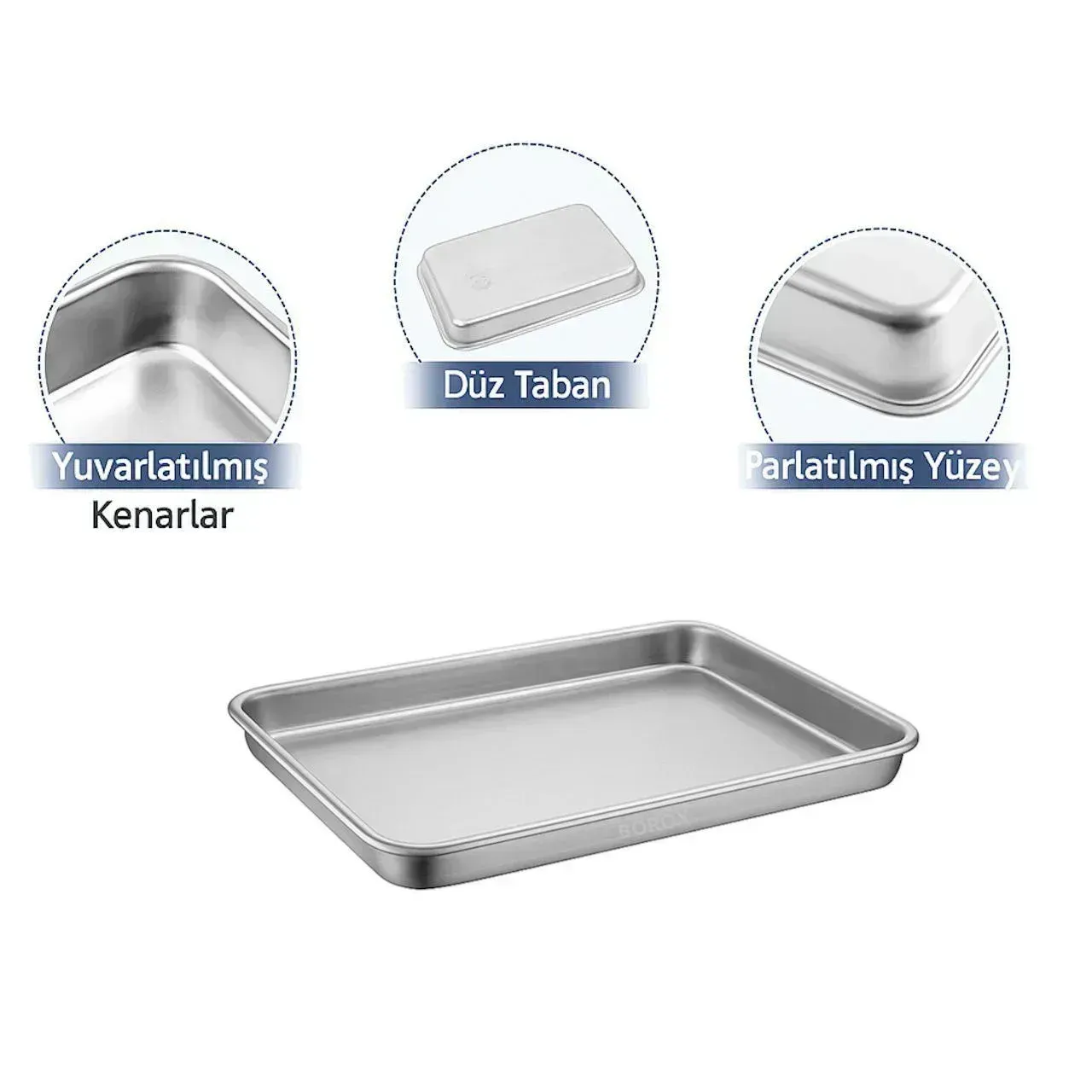Paslanmaz Çelik Laboratuvar Tepsisi 17L - Numune Taşıma Tepsisi - Numune Kabı - Tray